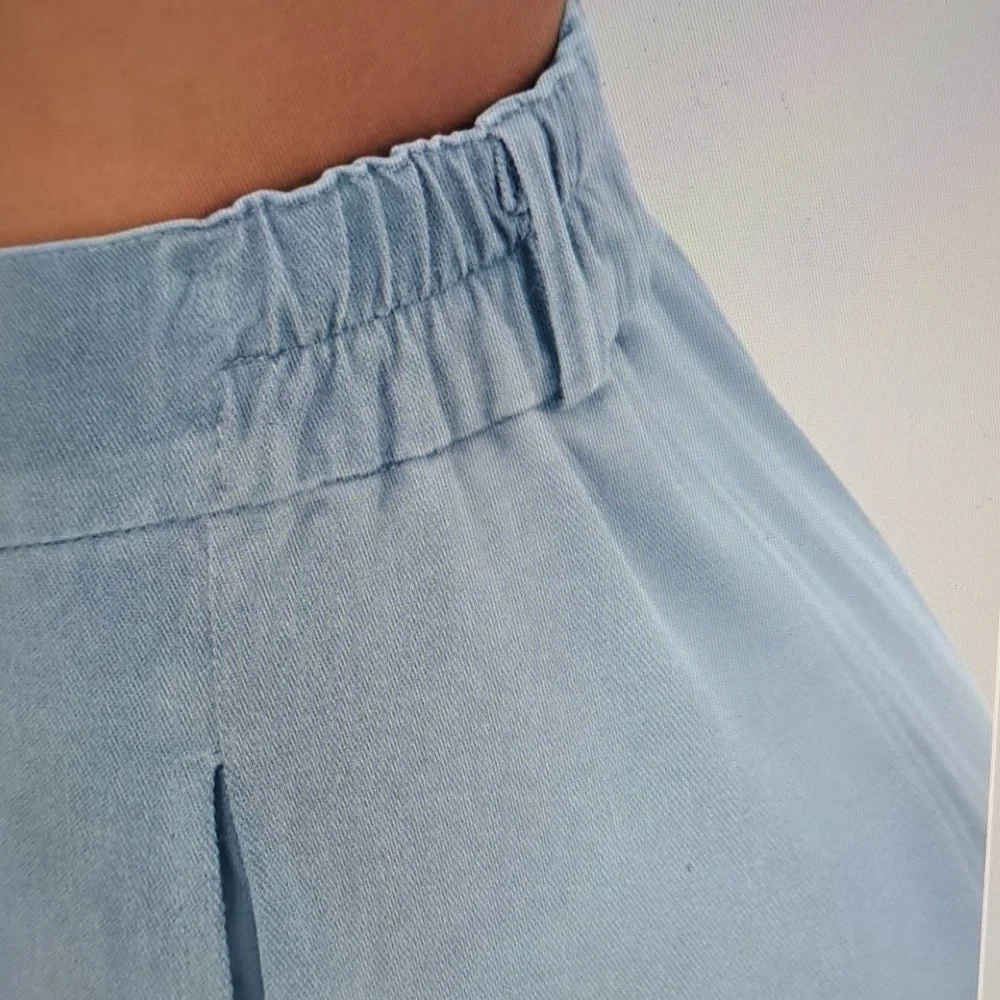 MEDIUM. HALARA HIGH WAISTED WIDE LEG DENIUM LOOK PALAZZO PANTS - Picture 4 of 9